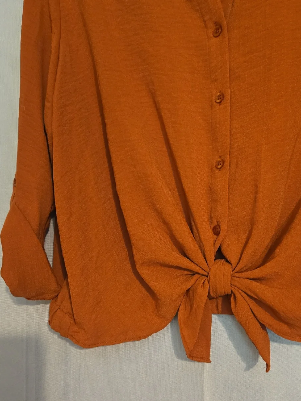 Simply Vera Vera Wang Rust-Colored Button-Front Tie Hem Shirt Size Xl NWT - Picture 2 of 8